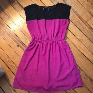 Black and Fuchsia Short Dress
